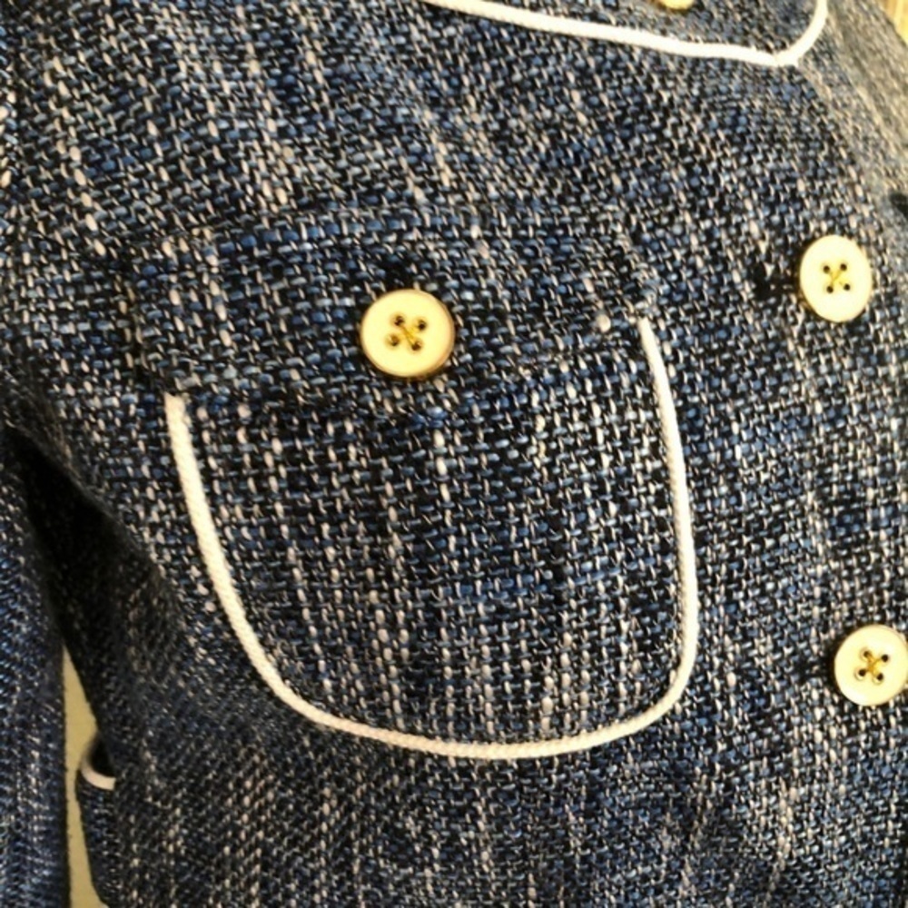 Luciana Dante jacket blue blazer gold/white trimming small - Picture 8 of 8